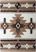 YHSF South West Native American Area Rug C318 (Ivory, 3 Feet x 4 Feet 7 Inches)
