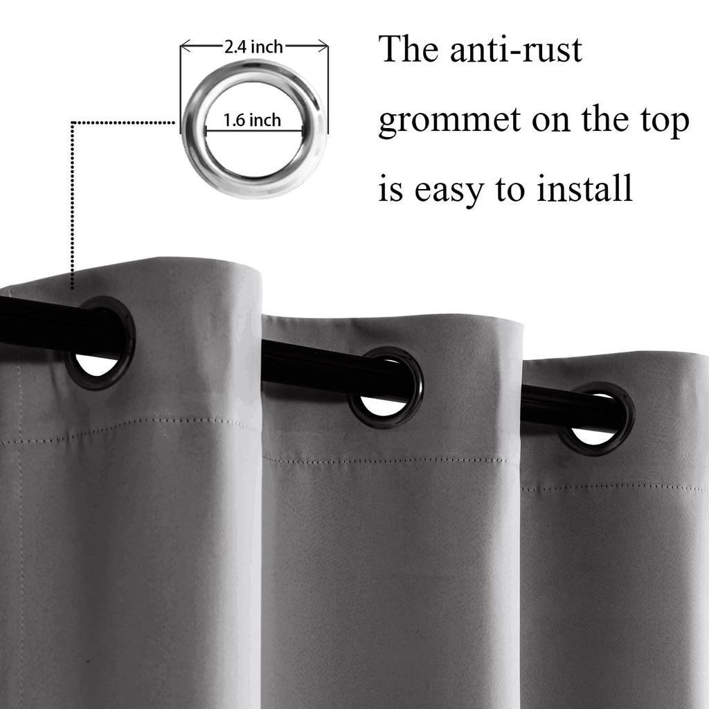 Jiuzhen Light Grey Blackout Curtains With Tiebacks Thermal Insulated, Light Blocking Noise Reducing Grommet Curtains For Bedroom And Living Room, Set Of 2 Window Curtain Panels, 60 X 63 Inch Length