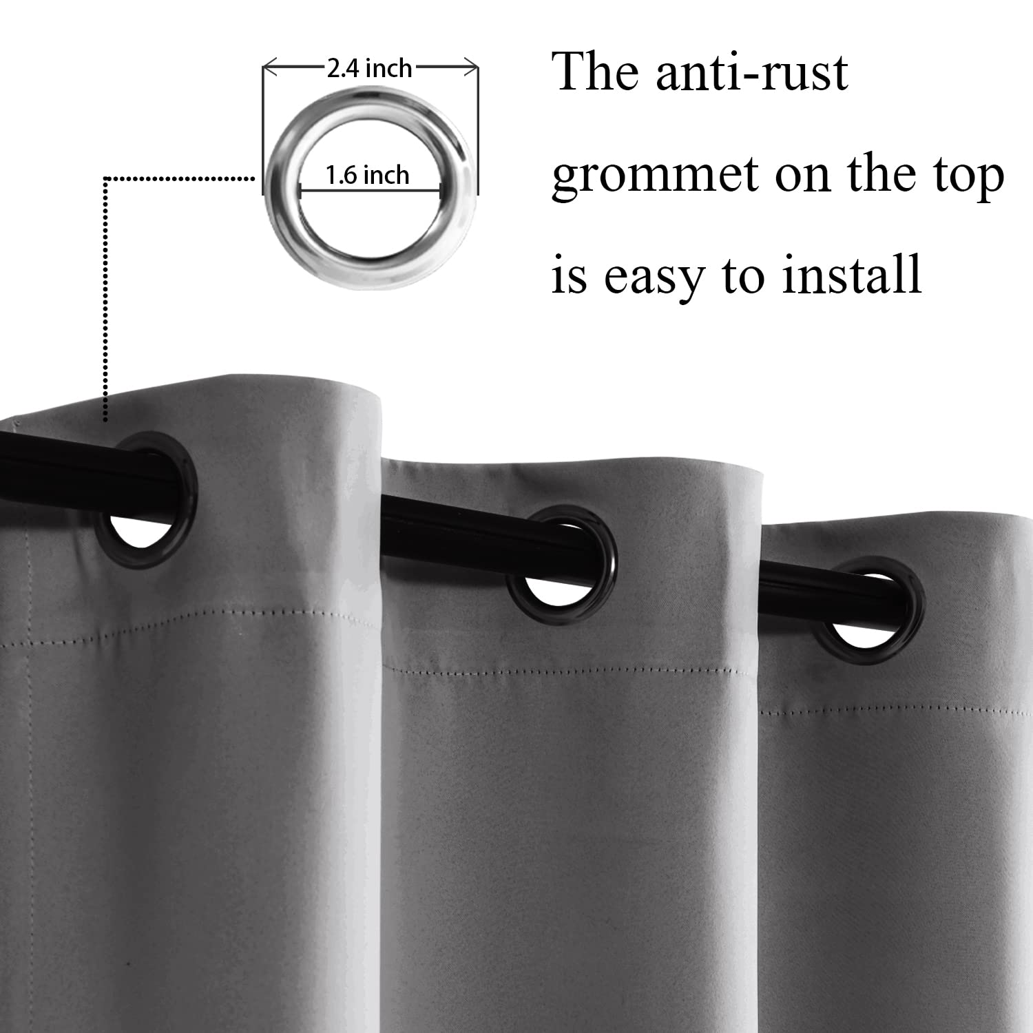 Jiuzhen Blackout Curtains With Tiebacks - Thermal Insulated, Light Blocking And Noise Reducing Grommet Curtain Drapes For Bedroom And Living Room, Set Of 2 Panels, 42 X 54 Inch Length, Light Grey
