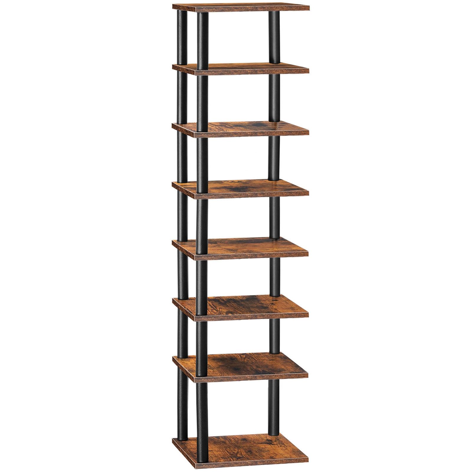 HOOBRO Vertical Shoe Rack, 8-Tier Narrow Shoe Shelf, Shoe Storage Organizer for Small Space, 11 L x 11 W x 53 H, Closet, Entrywa