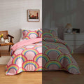 Feelyou Rainbow Glow In The Dark Comforter Set For Girls Kids Full Pink Rainbow Bedding Set Super Soft Colorful Stripe Mermaid S