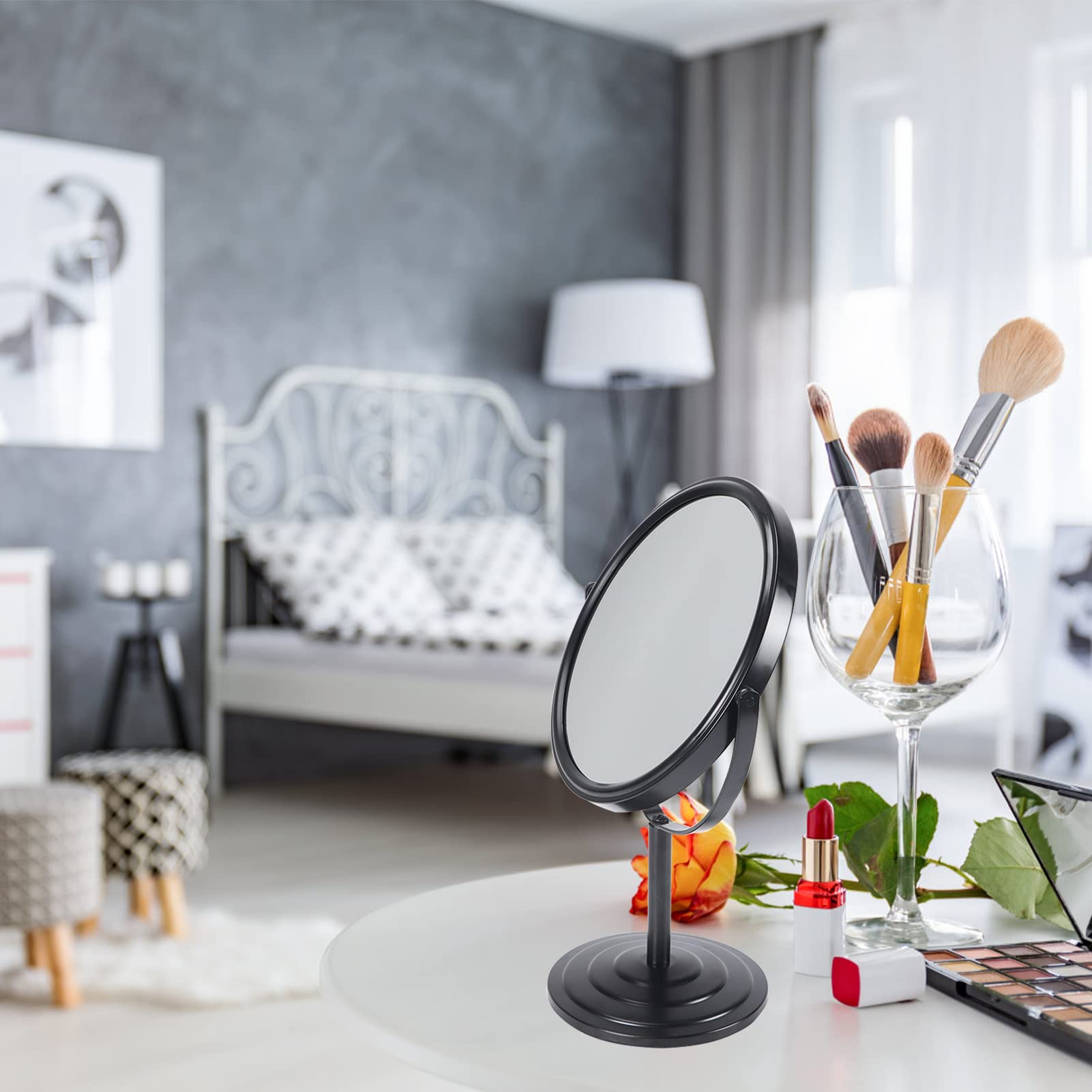 Schliersee 3X Magnifying Vanity Makeup Mirror Double Sided 7 Inch 1X/3X Magnification Tabletop Mirror, Black