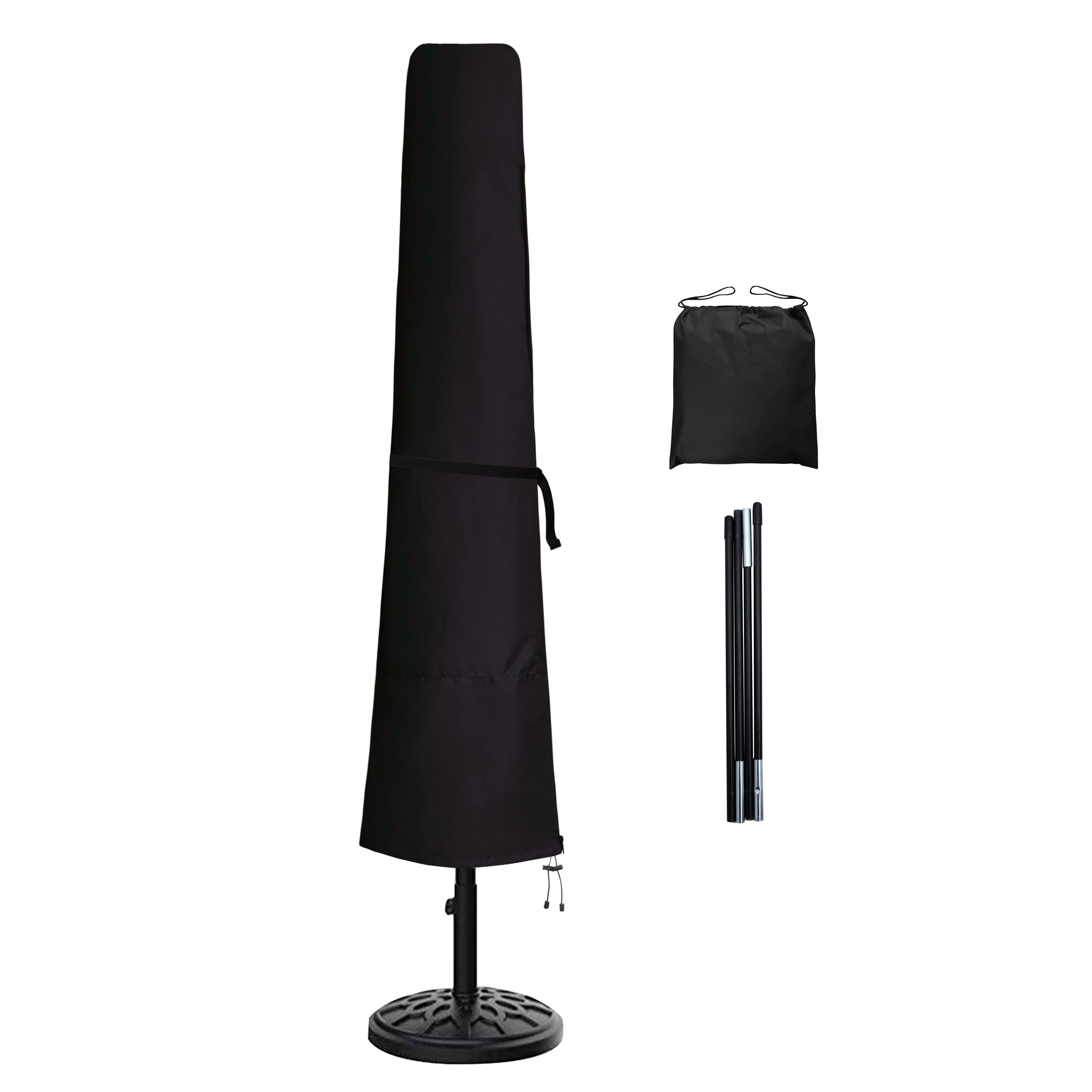 Easy-Going Patio Umbrella Cover Outdoor Market Umbrella Cover Waterproof Cantilever Parasol Cover For 7Ft To 11Ft Umbrella, Blac