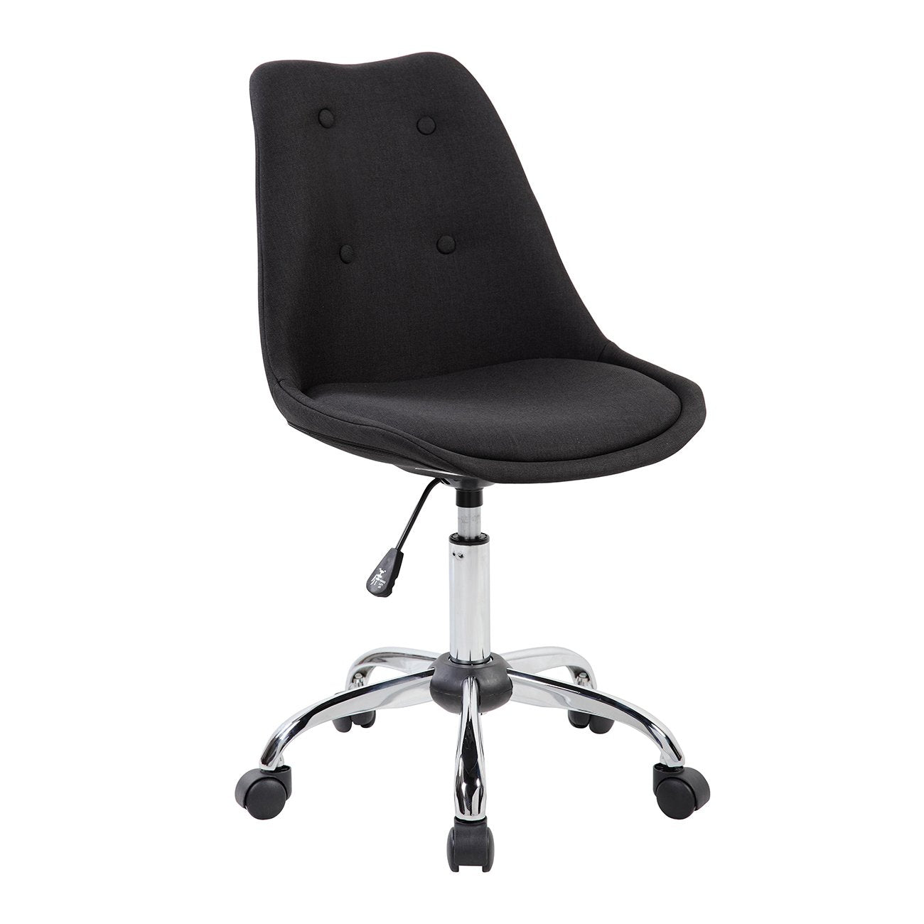 Techni Mobili Armless Task Chair, Comfortable Fabric Seat Desk Chair With Steel Base, Black