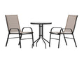 Flash Furniture Brazos 3 Piece Outdoor Patio Dining Set - 2 Brown Flex Comfort Stack Chairs - 23.75" Round Tempered Glass Patio Table