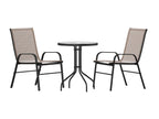 Flash Furniture Brazos 3 Piece Outdoor Patio Dining Set - 2 Brown Flex Comfort Stack Chairs - 23.75" Round Tempered Glass Patio Table