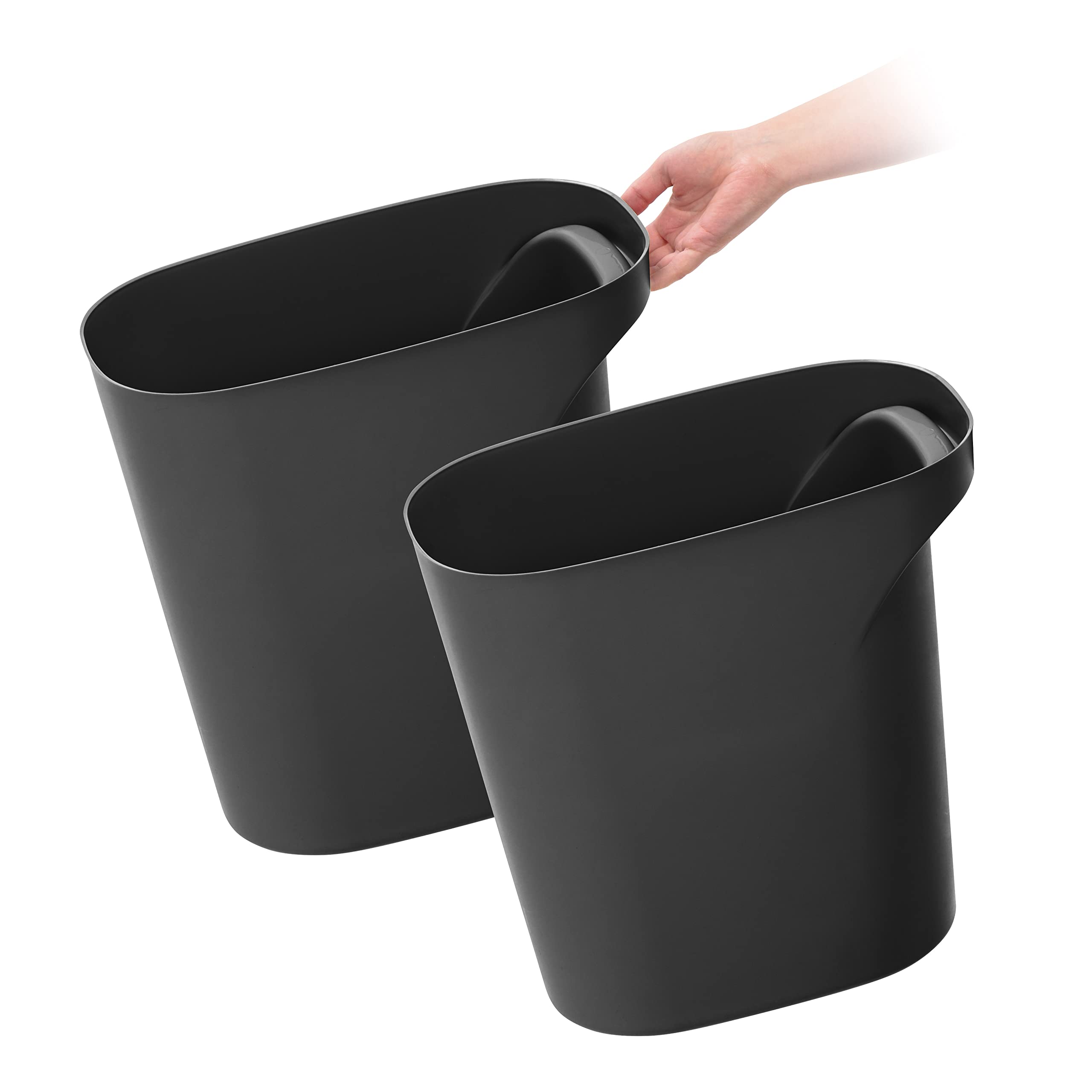 IRIS USA 6 Gallon / 24 Quart Trash Can Garbage Can Plastic Wastebasket Container Set, 2-Pack, for Home Office Kitchen Bedroom Ba