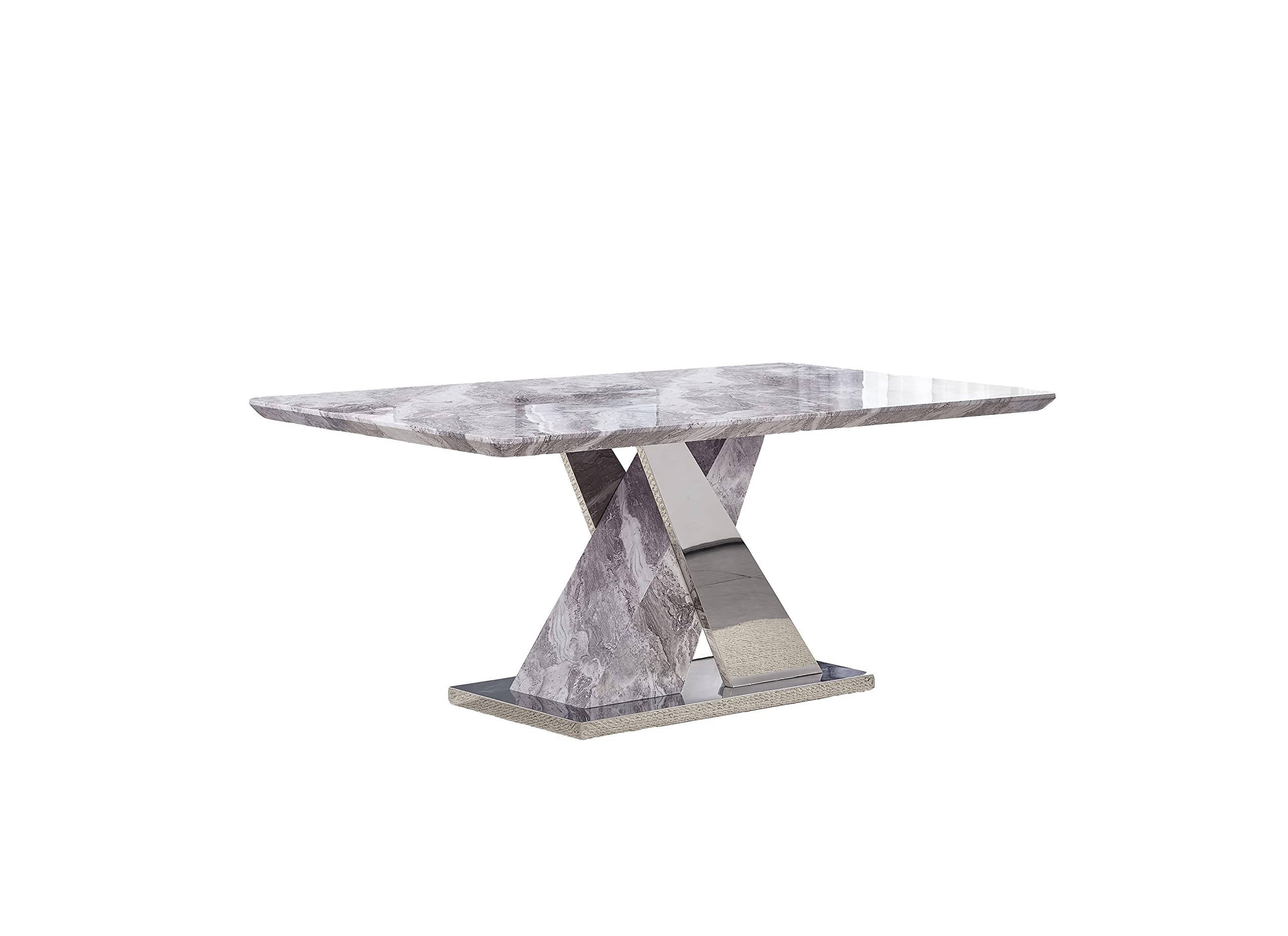 Furniture D120-Dt Dining Set, Silver Stainless Steel