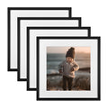 KINLINK 16x16 Square Picture Frames Black, Solid Wood Frames with Acrylic Plexiglass for Pictures 12x12 With Mat Wall Mounting D