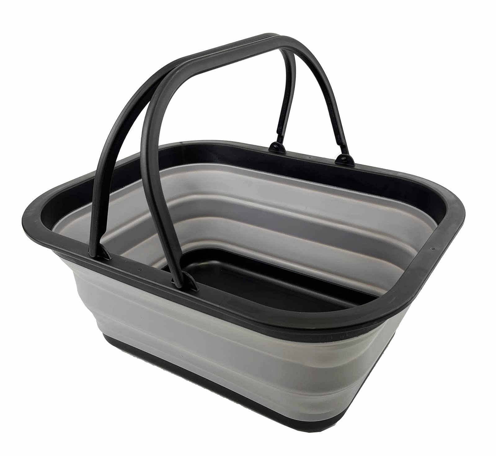 Sammart Collapsible Tub With Handle 15L (4 Gallon) - Portable Picnic Basket/Crate - Foldable Storage Container For Dishes Washin