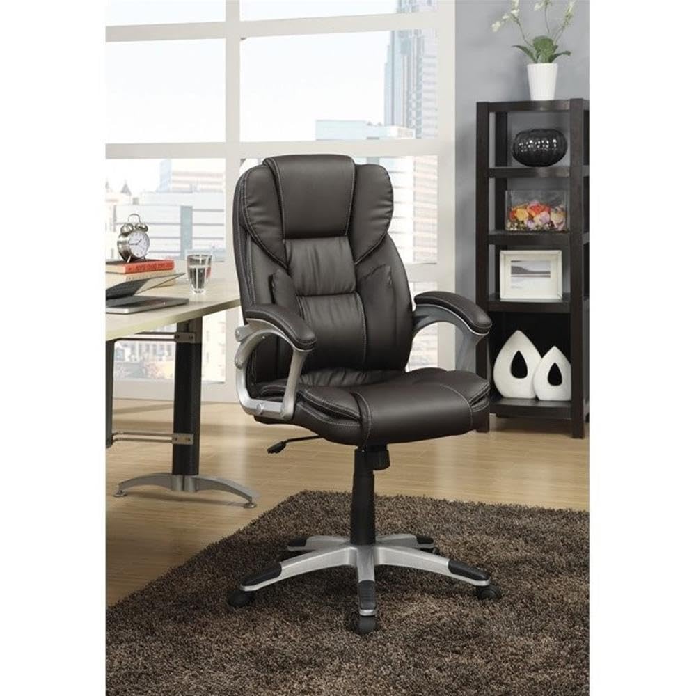 Coaster Home Furnishings Kaffir Adjustable Height Office Chair Dark Brown and Silver