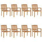vidaXL 8X Solid Teak Wood Stacking Patio Chairs Garden Outdoor Balcony Backyard Terrace Lounge Dinner Dining Seating Home Furniture