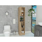 Double Door Cabinet 68.8H, 4 Interior Shelves, 1 Open Shelf, Light Oak