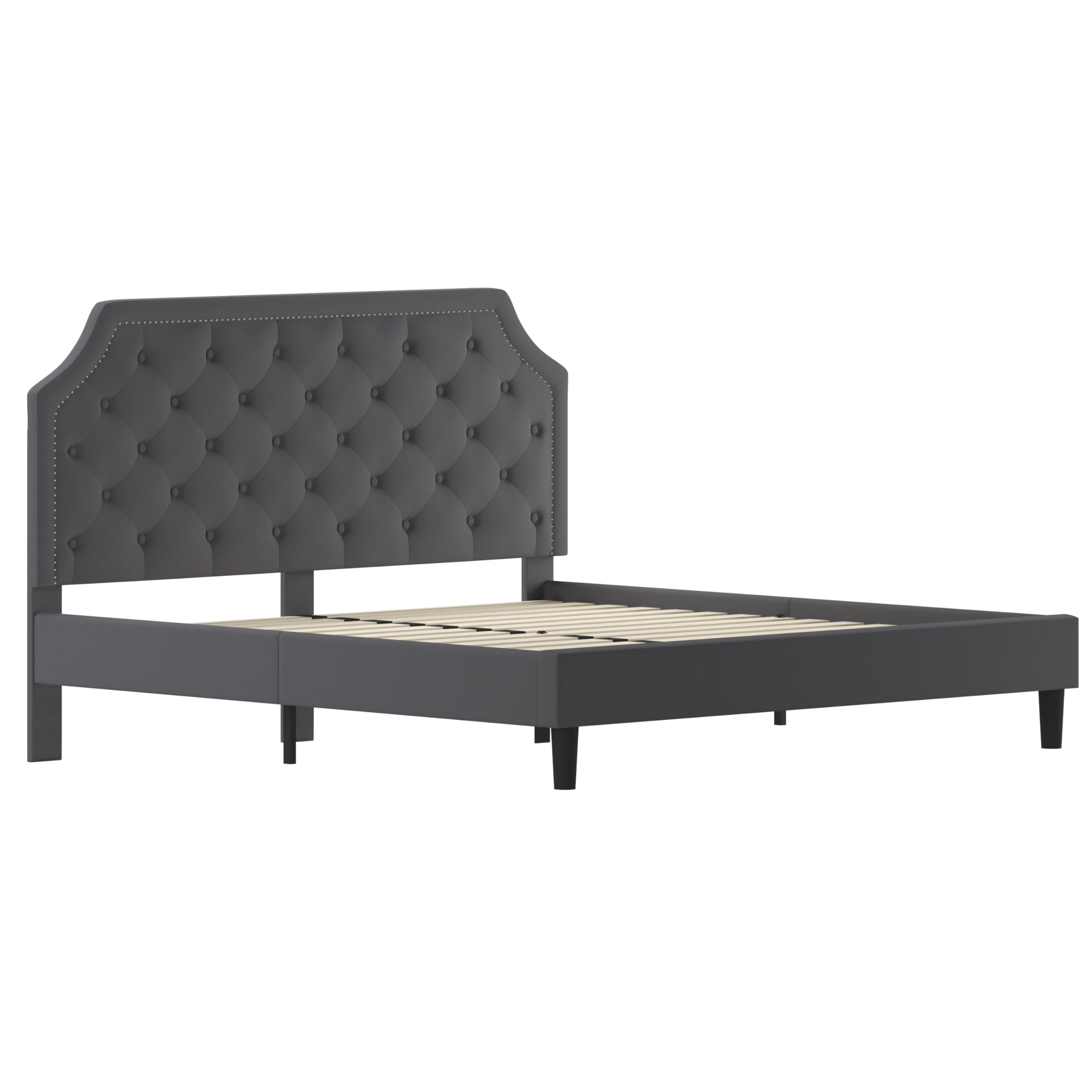 Flash Furniture Brighton King Size Tufted Upholstered Platform Bed In Dark Gray Fabric
