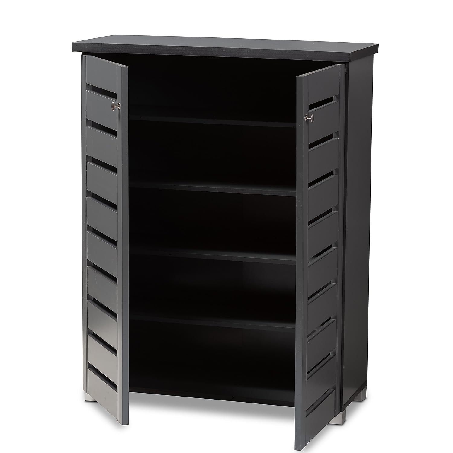 Baxton Studio Adalwin 2-Door Shoe Storage Cabinet, Dark Gray (152-9170-HiT)