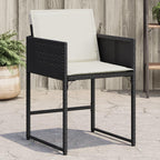 vidaXL Patio Chairs Set with Cushions - Outdoor/Garden Furniture - Black Poly Rattan, 4 Pcs - PE Rattan, Foldable, Includes Cream White Cushions