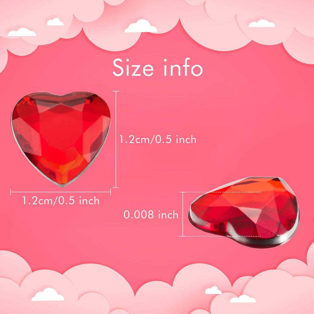 Red/Pink Acrylic Heart For Valentines Day, Wedding Heart Table Scatter Decoration, Flat Back Heart Rhinestones, 0.5 Inch (400 Pi