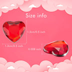 Red/Pink Acrylic Heart For Valentines Day, Wedding Heart Table Scatter Decoration, Flat Back Heart Rhinestones, 0.5 Inch (400 Pi