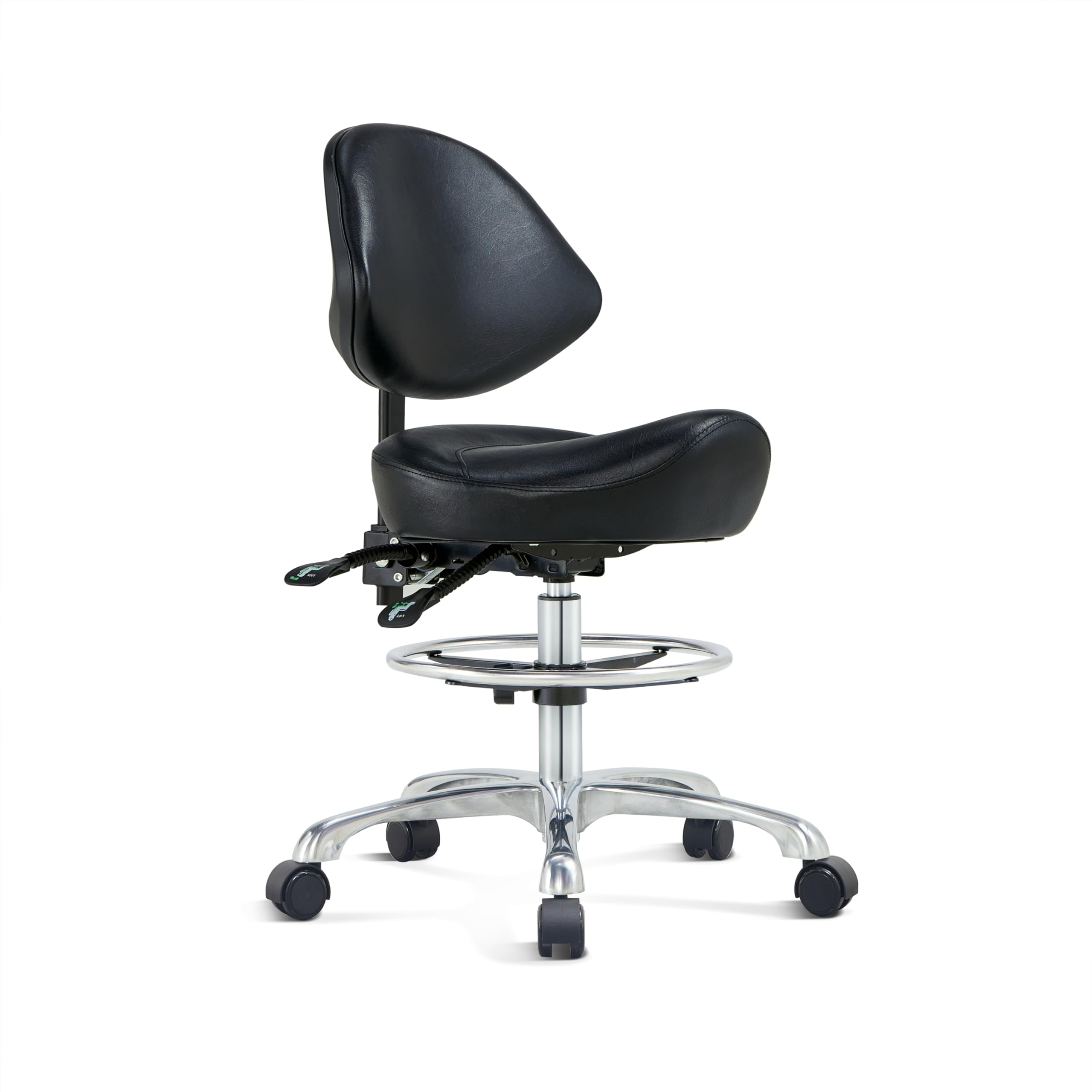 Saddle Chair Rolling Saddle Stool With Back Support, Esthetician Chair Ergonomic Saddle Chair For Dental Hygienist, Medical, Sal