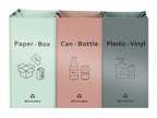Jialai Home Separate Recycling Waste Bin Bags For Kitchen Home - 42 Gallon Recycling Bins (Pink, Green, Gray) Waste Trash Sortin