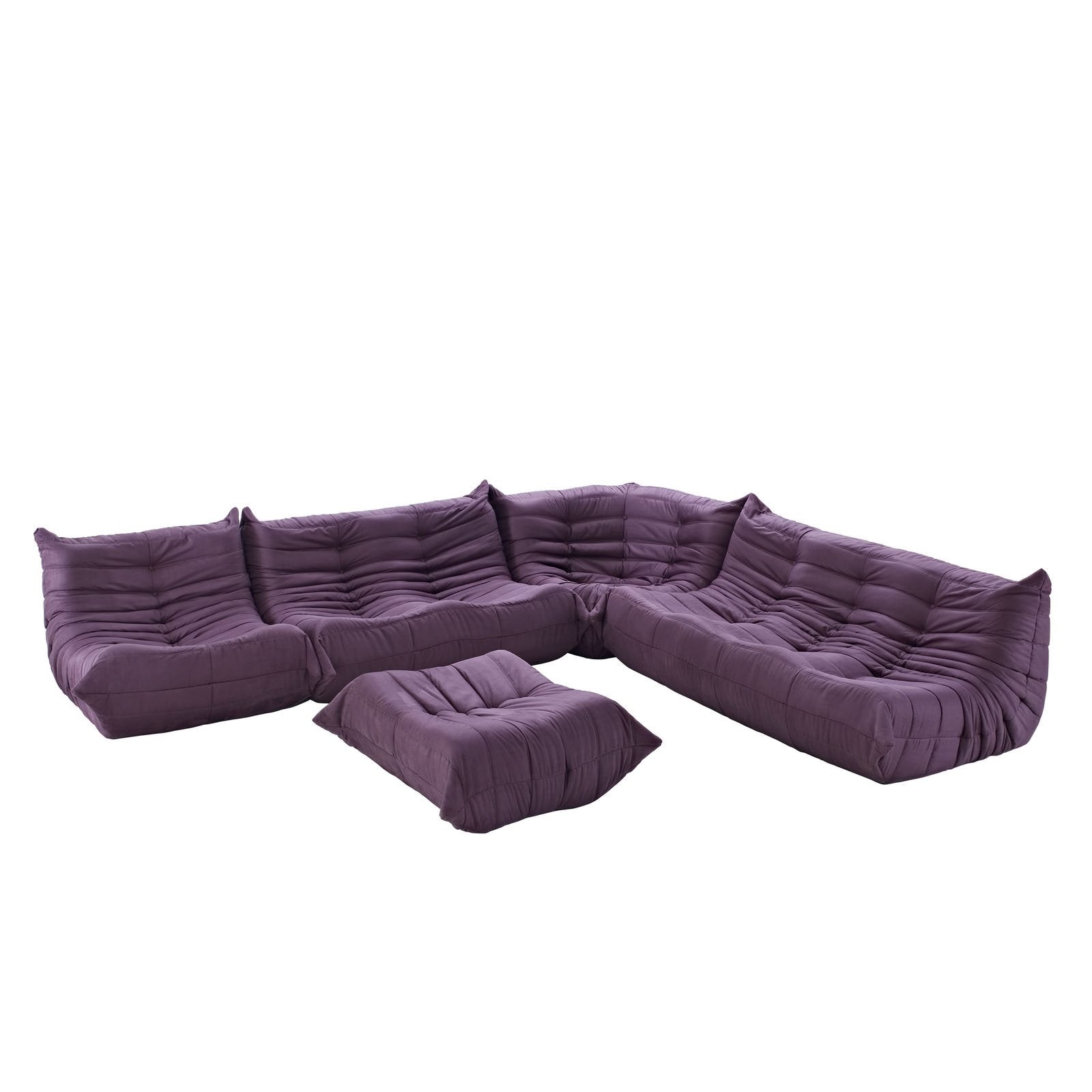 Modway Waverunner Modern Modular Sectional Sofa Set, Purple