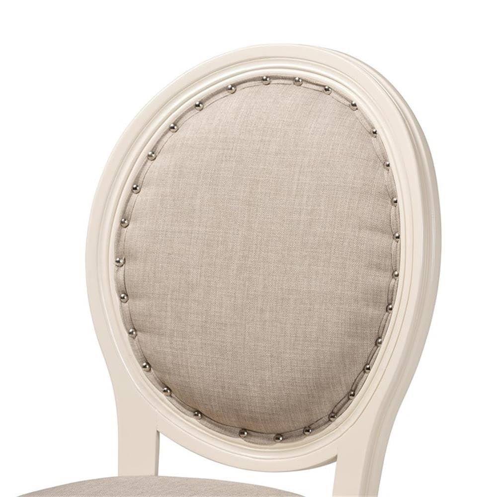 Baxton Studio Louis Traditional French Inspired Grey Fabric Upholstered and White Finished Wood 2-Piece Dining Chair Set