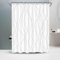Punkray Grey Shadow Shower Curtain for Bathroom with Hooks, Shower Curtain Set Stripe Bath Curtains Decor White Shower Curtains 