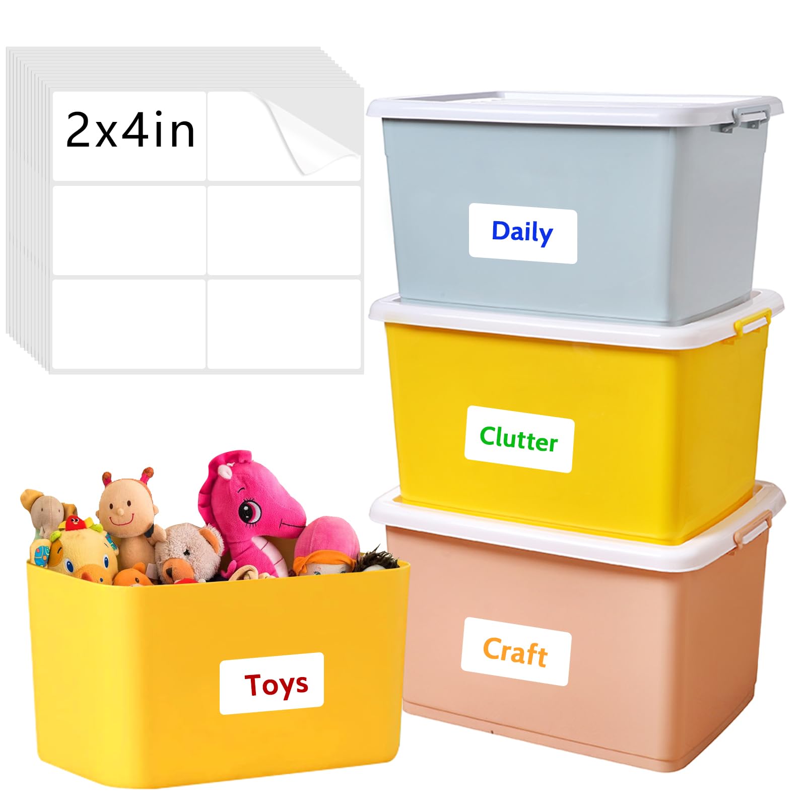 Joyberg Storage Box Labels, 420 Pcs, 2'X4', Removable, Tear-Resistant, No Residue, For Bottles, Jars, School, Home, Business O
