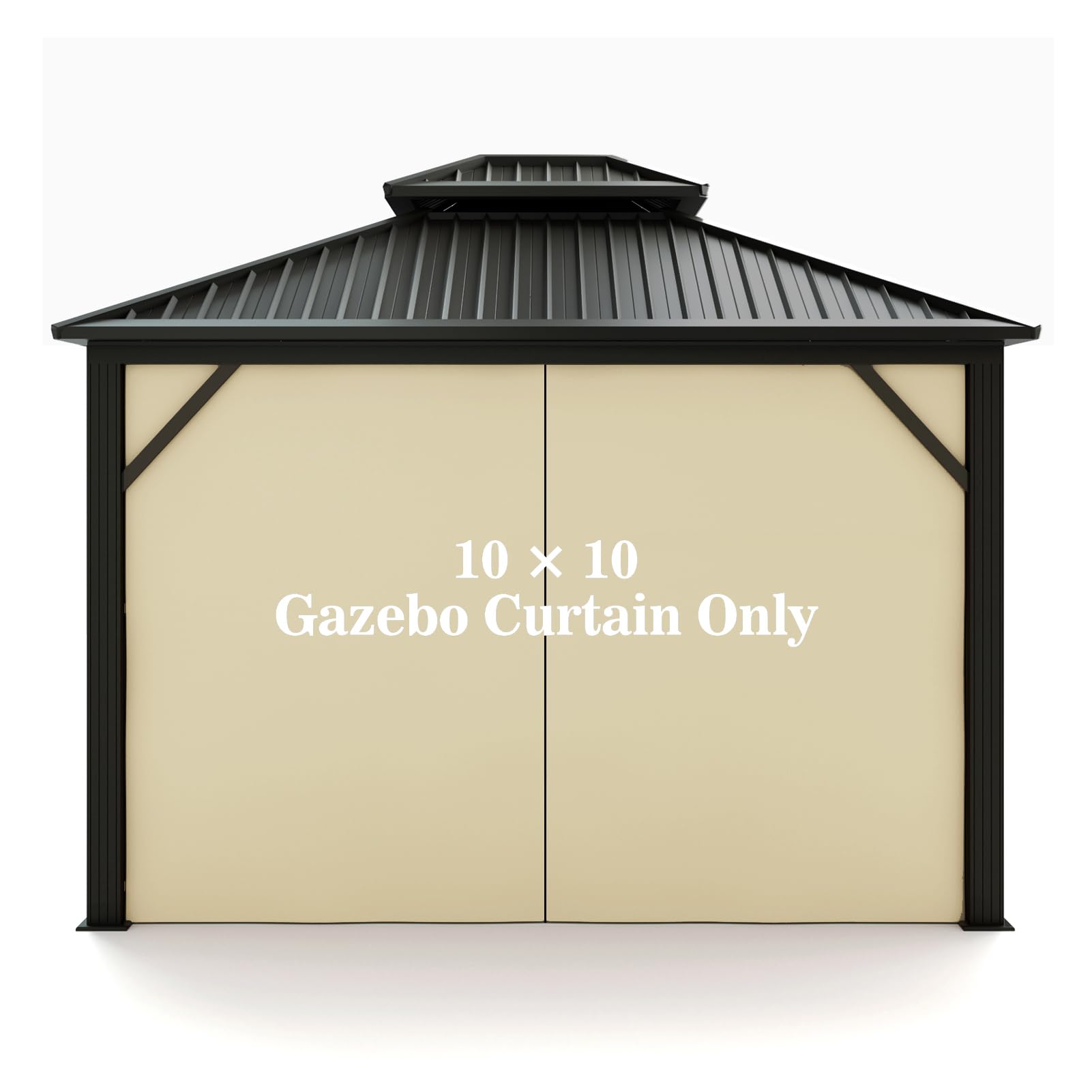 Gazebo Universal Replacement Privacy Curtain - Hugline 10' X 10' Gazebo Side Wall Outdoor Privacy Panel With Zipper (Beige)