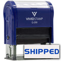 Shipped Self Inking Rubber Stamp (Blue Ink) - Medium