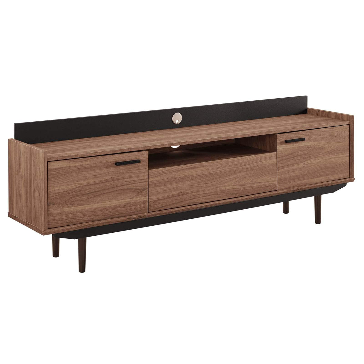 Modway Visionary 70&quot; Mid-Century Modern Low Profile Entertainment Tv Stand In Walnut Black