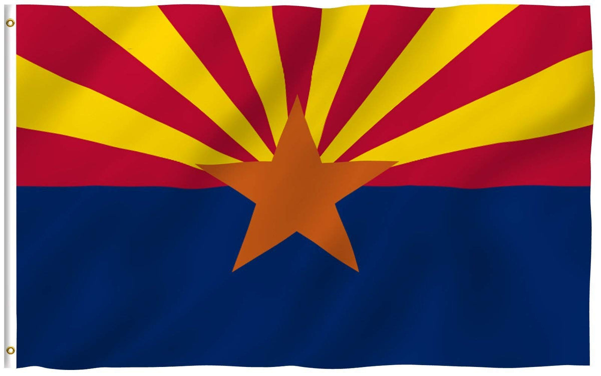 Anley Fly Breeze 3X5 Foot Arizona State Polyester Flag - Vivid Color And Fade Proof - Canvas Header And Double Stitched - Arizon