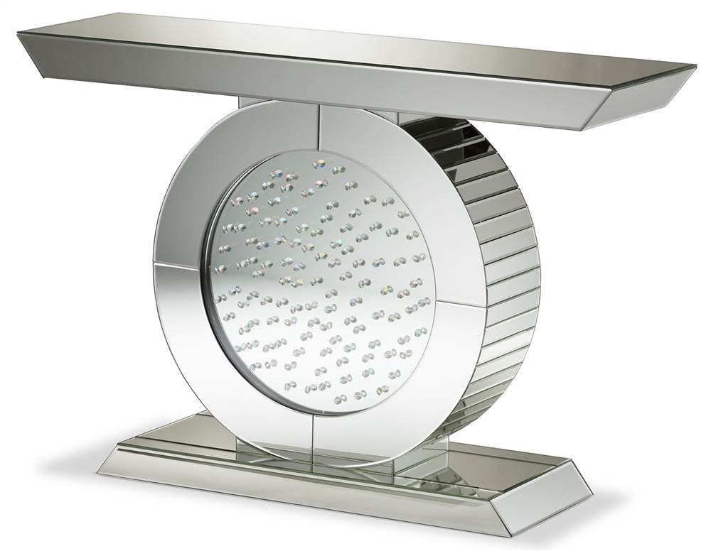 Baxton Studio Cagney Hollywood Regency Glamour Style Mirrored Console Table Glam/Silver Mirrored/MDF