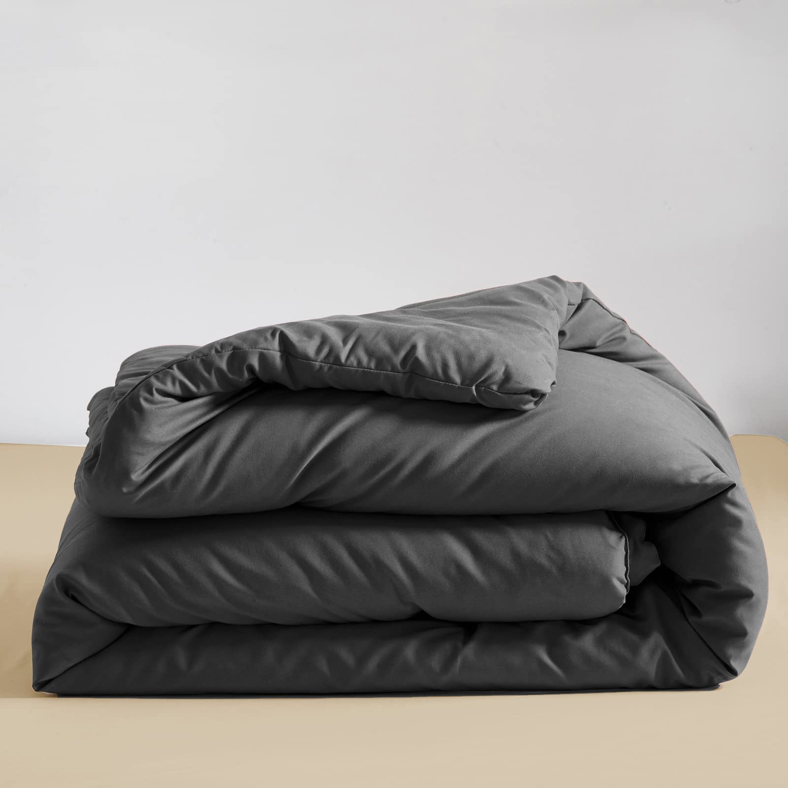 Karever Deep Grey Comforter Set Full Dark Gray Beddig Set For Kids Teens Adult Solid Gray Color Bedding Set 3 Pieces With 2 Poll