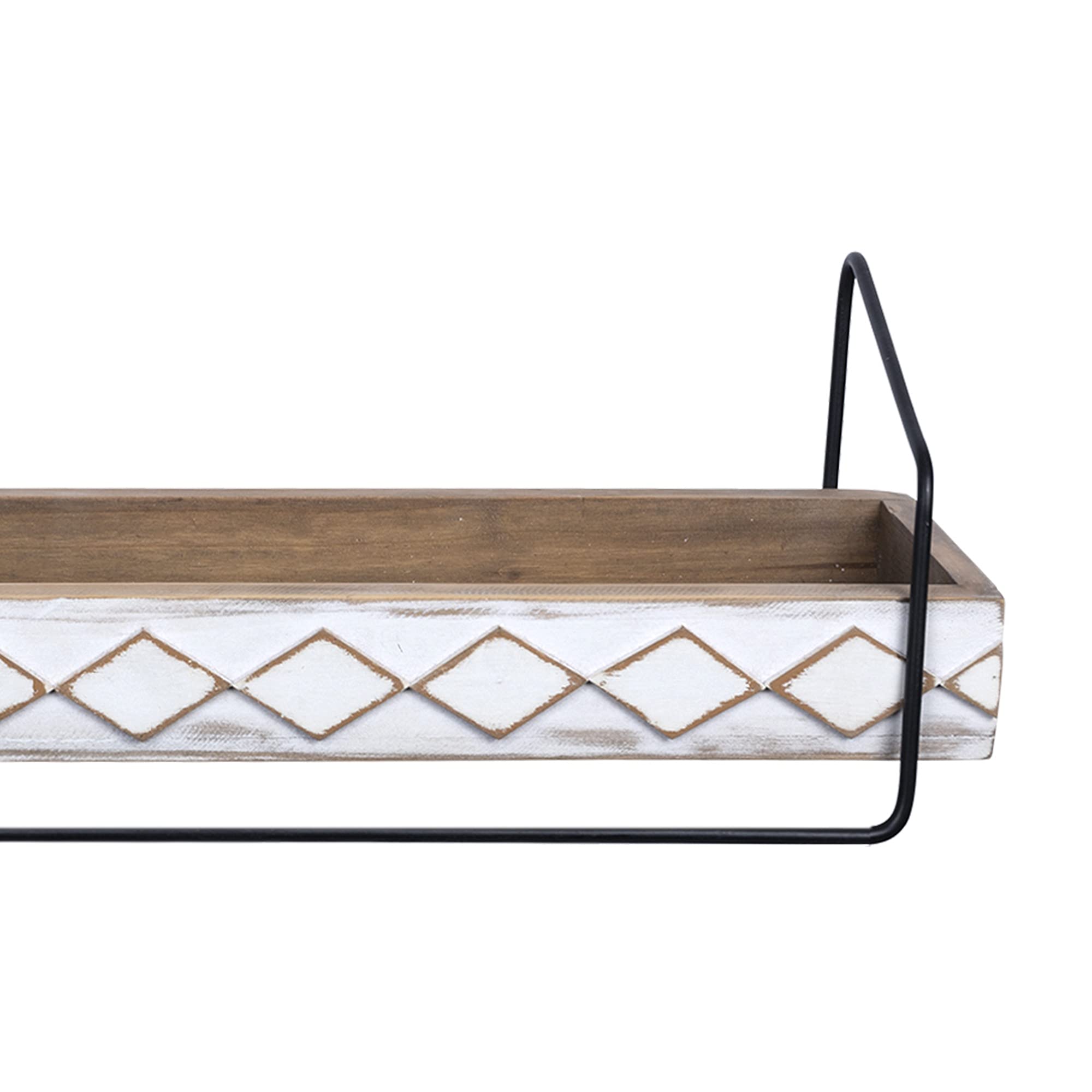 HomeRoots Multi 60% Wood 30% Metal 10% MDF Rustic Pattern Wooden Wall Shelf