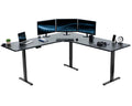 Vivo Electric Height Adjustable 83 X 83 Inch Curved Corner Stand Up Desk, Black Table Top, Black Frame, Memory Controller, L-Shaped Workstation, E3C Series, Desk-Kit-E3Cb83B