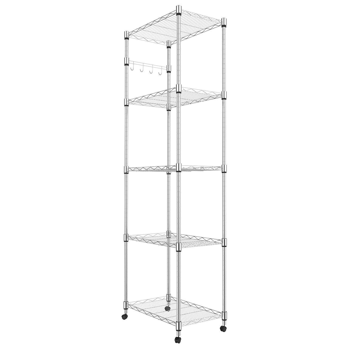 Homdox 5 Tier Steel Wire Shelving Unit On Wheels,Chrome Shelves For Garage Kitchen Living Room,Heavy Duty Shelving Rack, 23.2 X 13.8 X 72 Inch (L X W X H)