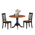 East West Furniture DLAN3-BCH-W 3 Piece Dinette Set for Small Spaces Contains a Round Dining Table with Dropleaf and 2 Dining Chairs, 42x42 Inch, Black & Cherry