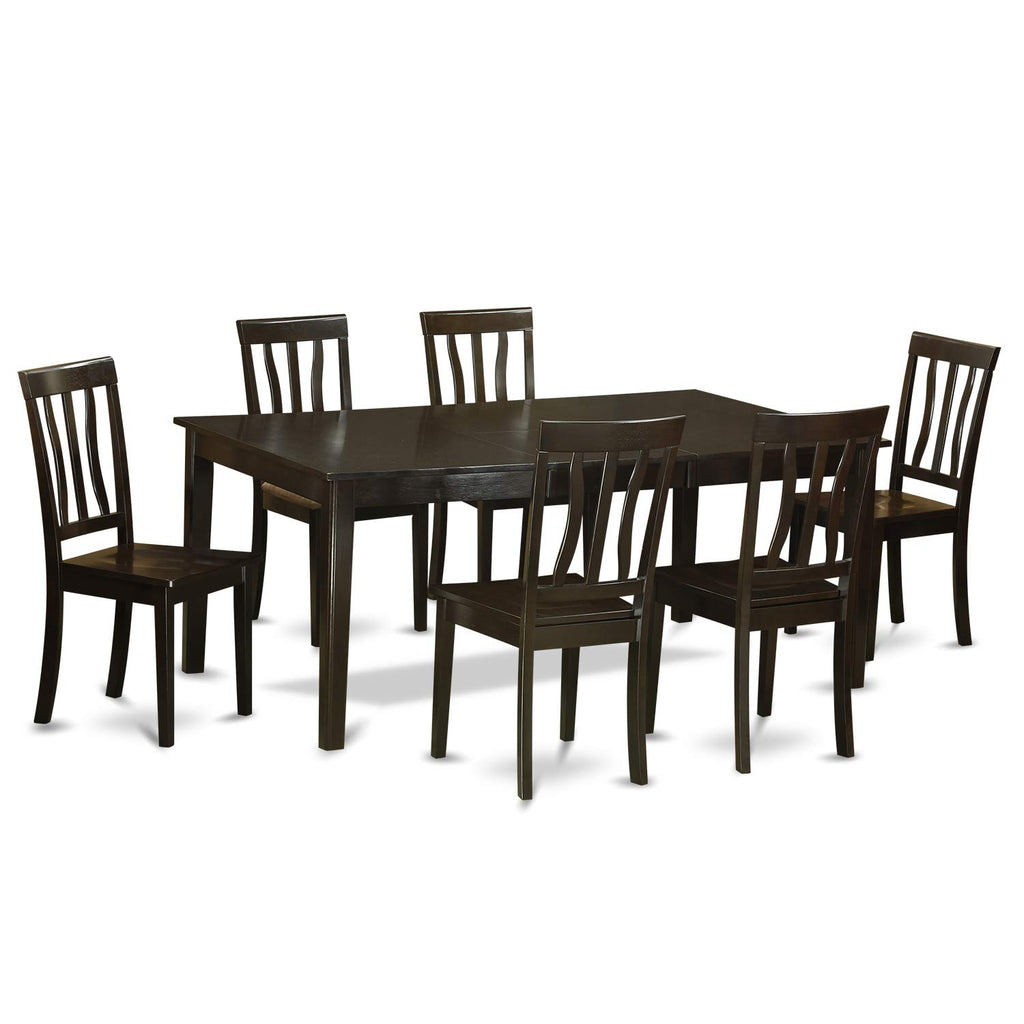 East West Furniture HEAN7-CAP-W Henley 7 Piece Kitchen Set Consist of a Rectangle Table with Pedestal and 6 Dining Room Chairs, 42x72 Inch, Cappuccino