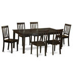 East West Furniture HEAN7-CAP-W Henley 7 Piece Kitchen Set Consist of a Rectangle Table with Pedestal and 6 Dining Room Chairs, 42x72 Inch, Cappuccino