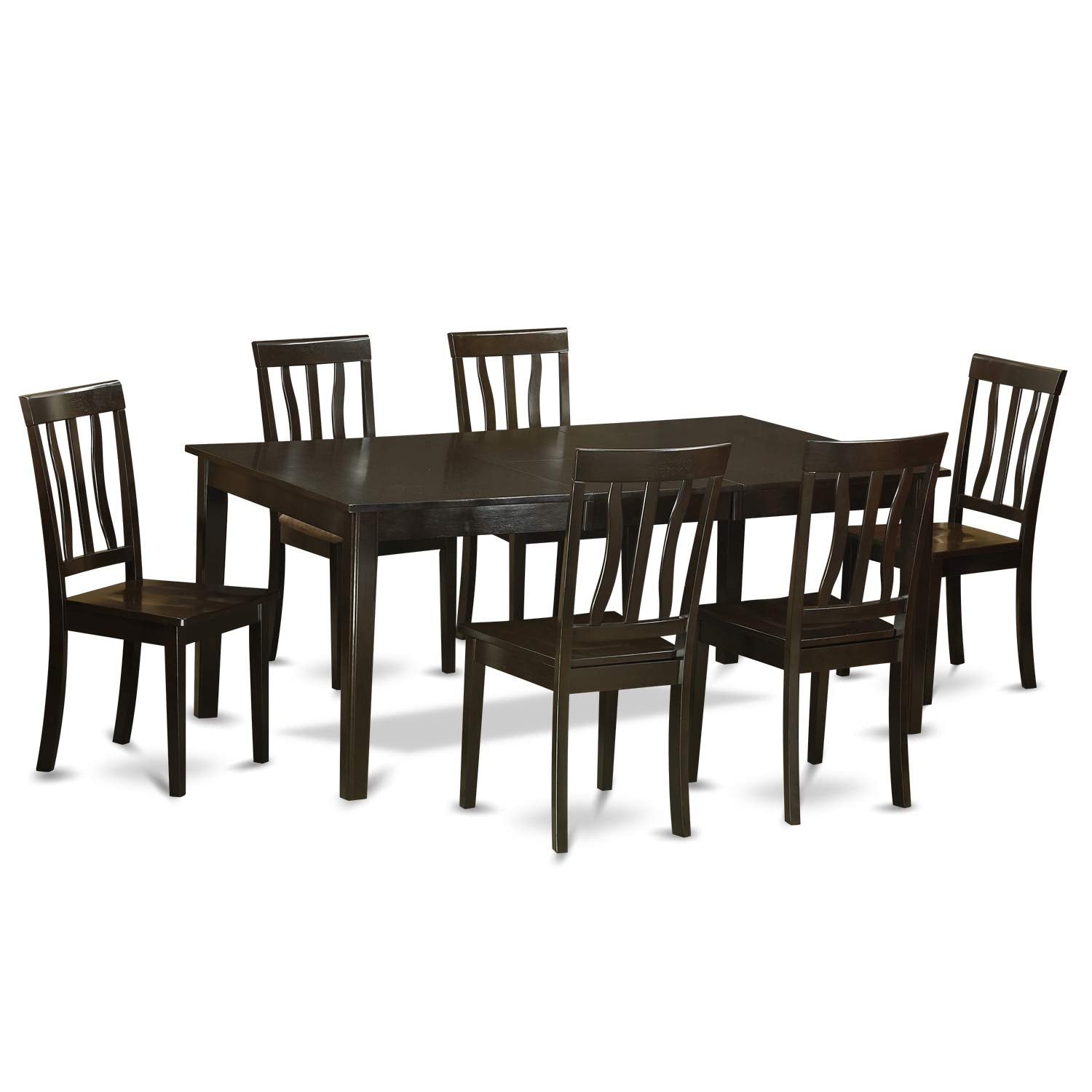 East West Furniture HEAN7-CAP-W Henley 7 Piece Kitchen Set Consist of a Rectangle Table with Pedestal and 6 Dining Room Chairs, 42x72 Inch, Cappuccino