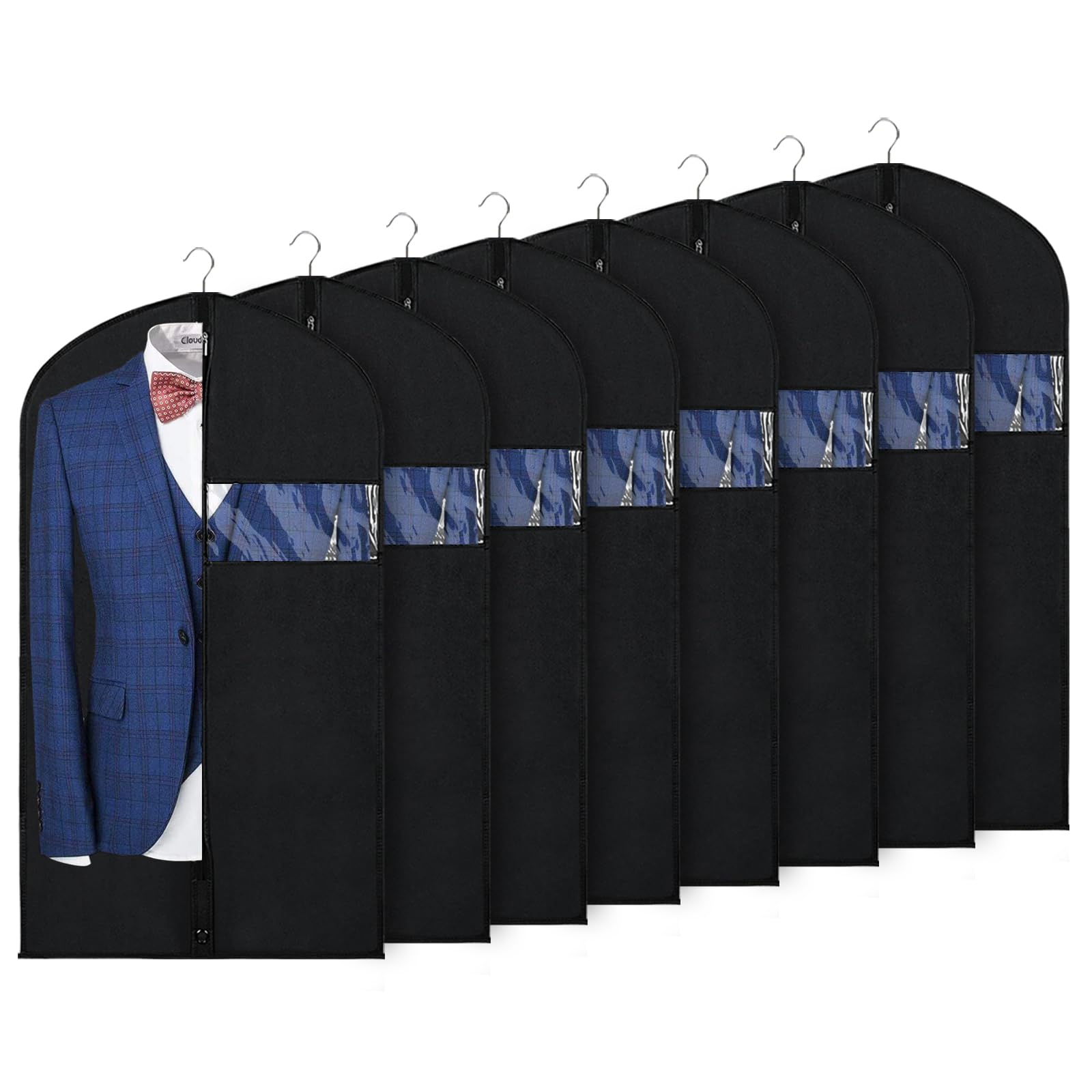 Syeeiex 40 Garment Bags for Hanging Clothes, Set of 8 Suit Bag, Suit Bags for Closet Storage, Garment Covers for Storage Suits, 