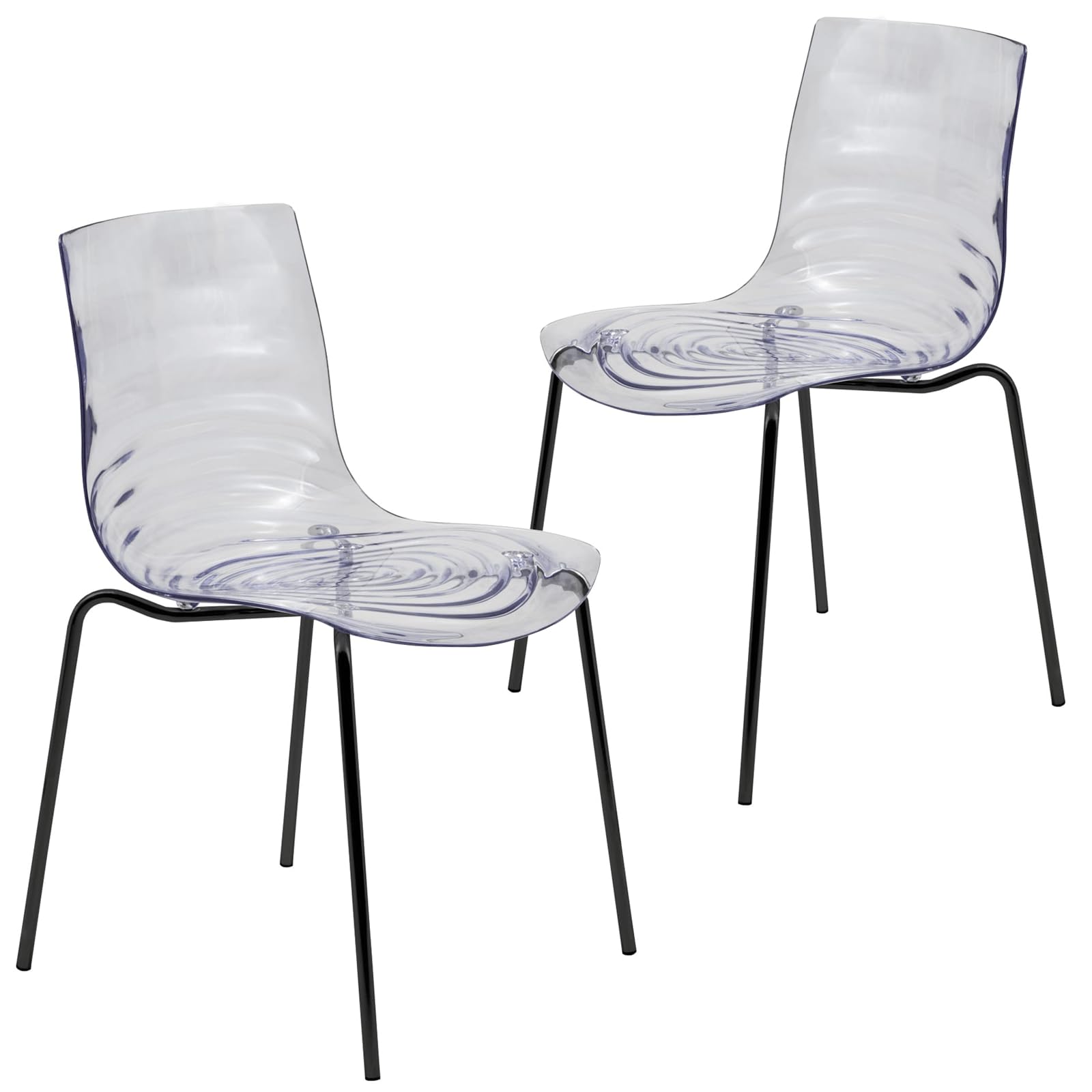 Astor Modern Dining Chair, Single Chair, Black Base with Clear Seat Set of 2