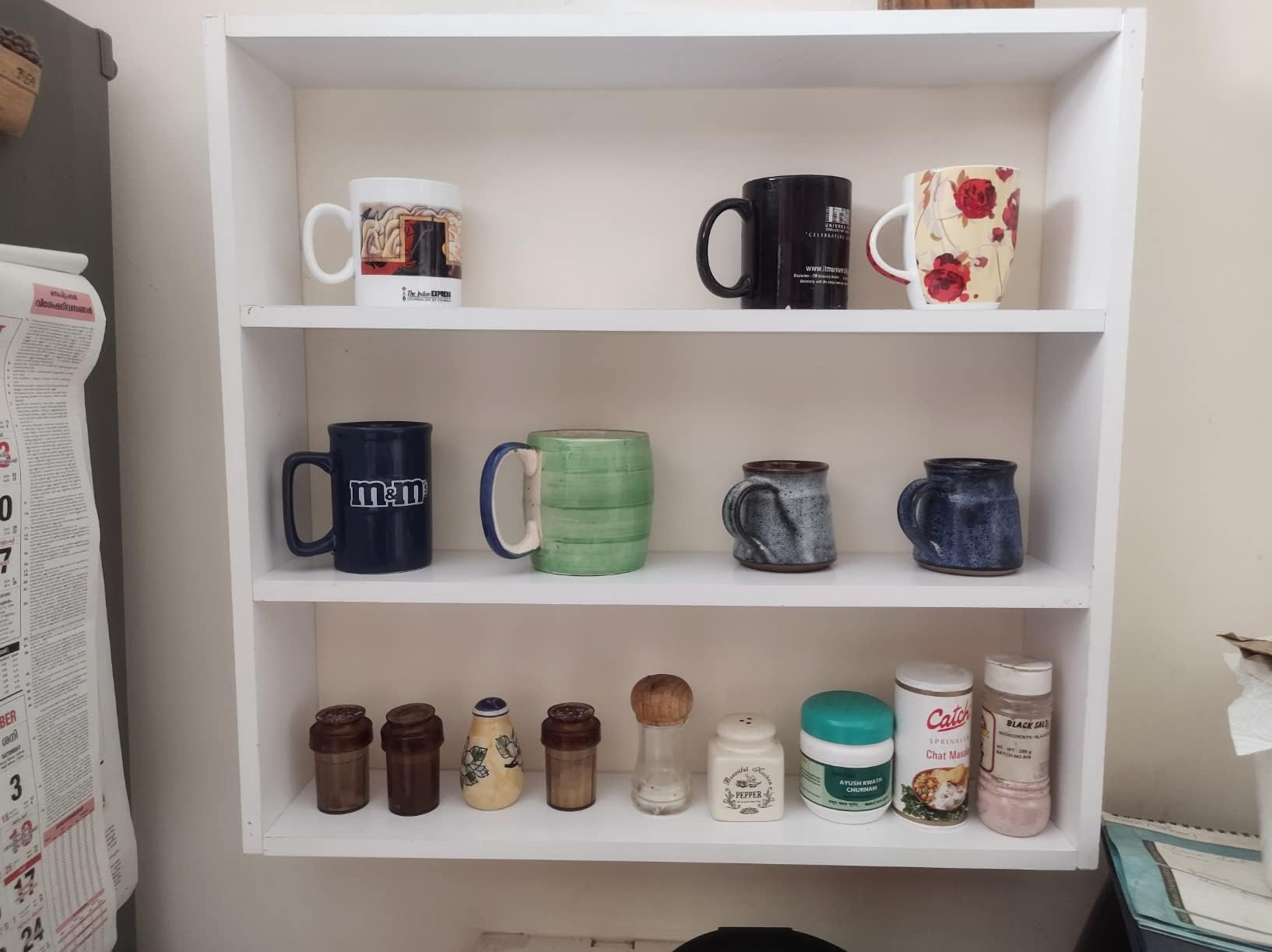 Ss.Collection Kitchen Storage Shelf Organiser | Kitchen Shelf 3 Tier Multipurpose Wooden Wall Mounted Wall Shelf/Kitchen Storage