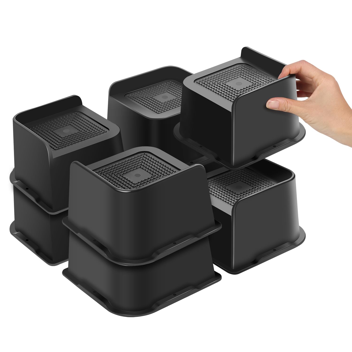 Sunifier Bed Risers 3 Inch Heavy Duty 8 Pack, L Shape Furniture Risers 3 Inch Support 5000Lbs, Oversized Lifts Risers For Dorm B