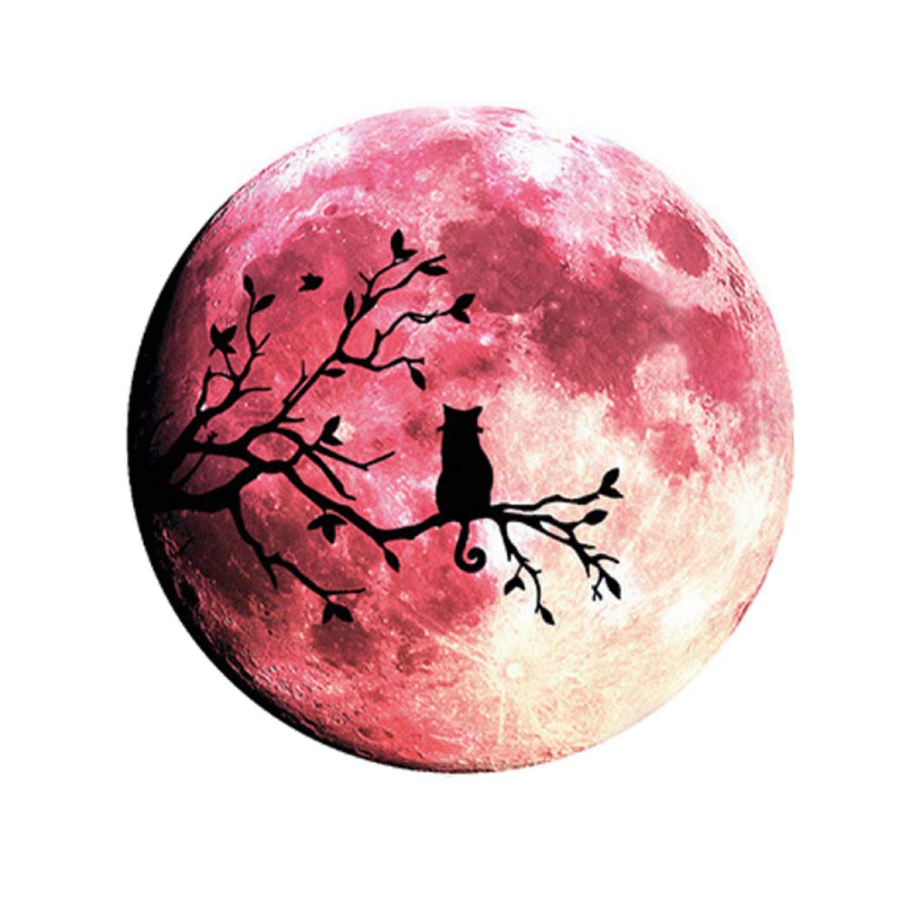 Quanhaigou Glow in The Dark Wall or Ceiling Moon Stickers - Luminous Decal Sticker for Simulated Planet Effect at Night - Red 3D