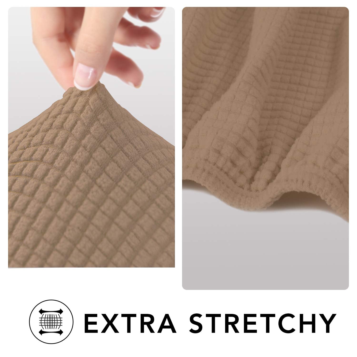 Purefit Stretch Chair Sofa Slipcover – Spandex Jacquard Non Slip Soft Couch Sofa Cover, Washable Furniture Protector With Non Skid Foam And Elastic Bottom For Kids (Chair, Camel)