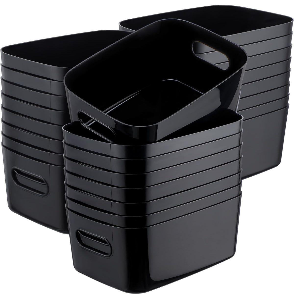 Leinuosen 21 Pack Plastic Storage Baskets Plastic Storage Bins Pantry Organizer Bins for Kitchen Freezer Cabinet Closet Bathroom