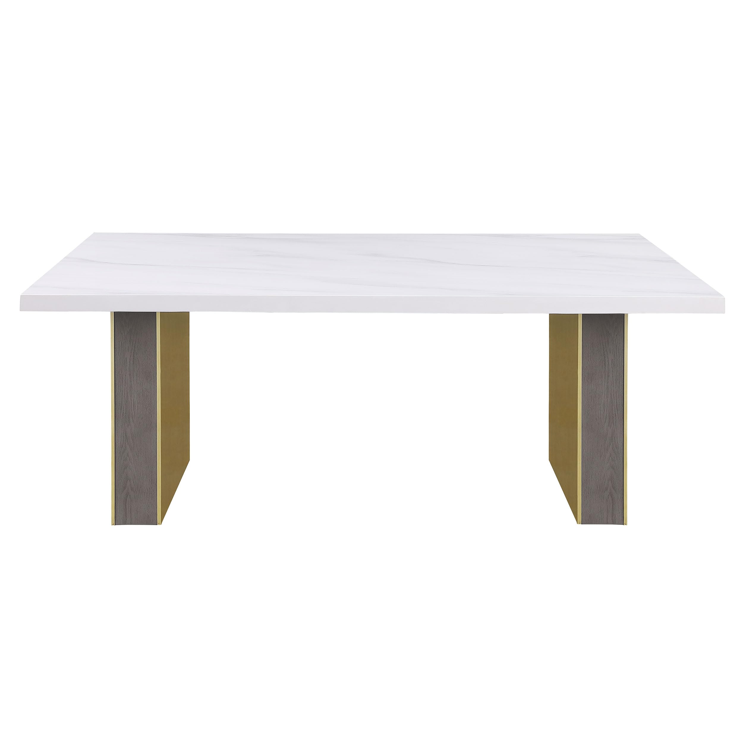 Coaster Home Furnishings Carla Rectangular Dining Table with Cultured Carrara Marble Top White and Gold