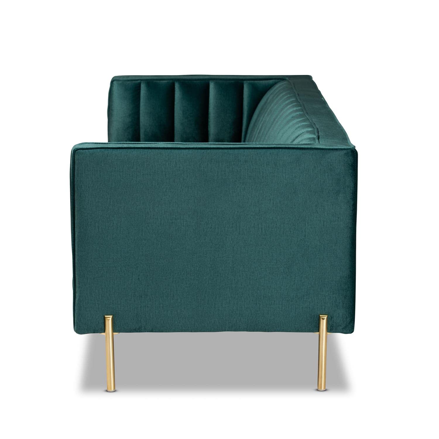Baxton Studio Maia Glam and Luxe Green and Gold Finished Metal Sofa